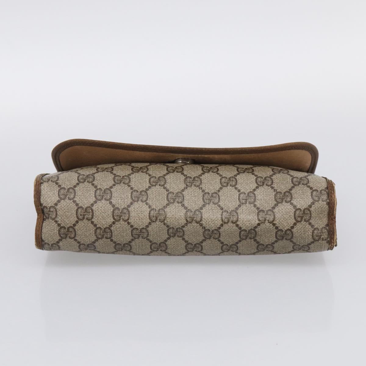 GUCCI GG Supreme Web Sherry Line Clutch Bag PVC Beige Gold 89 01 030 Auth 211339