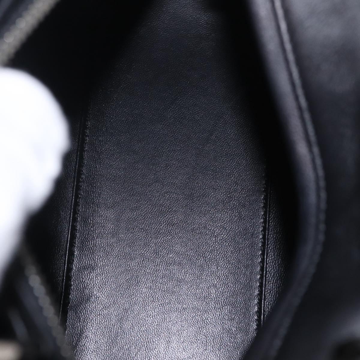 Christian Dior Lady Dior Hand Bag Leather 2way Black Silver Auth 211343SAM
