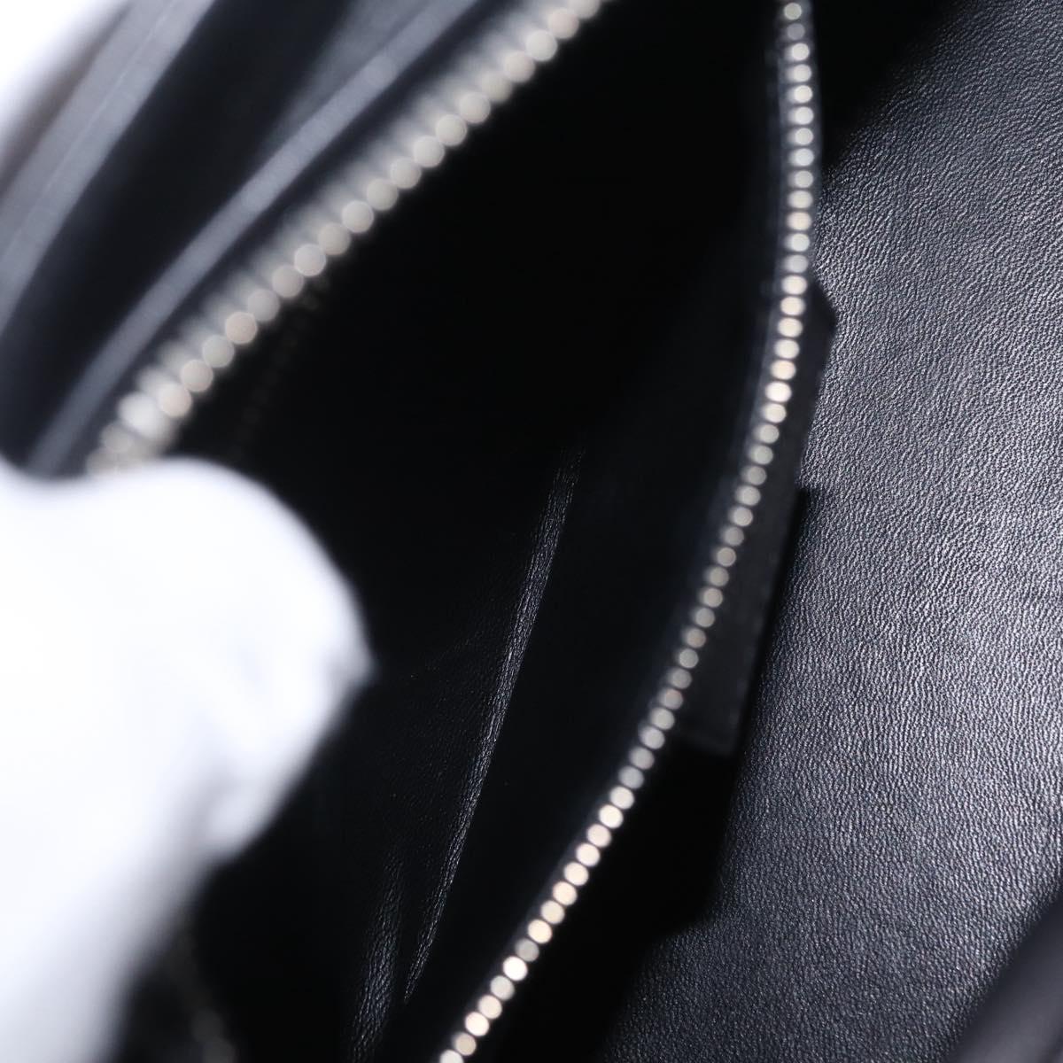 Christian Dior Lady Dior Hand Bag Leather 2way Black Silver Auth 211343SAM
