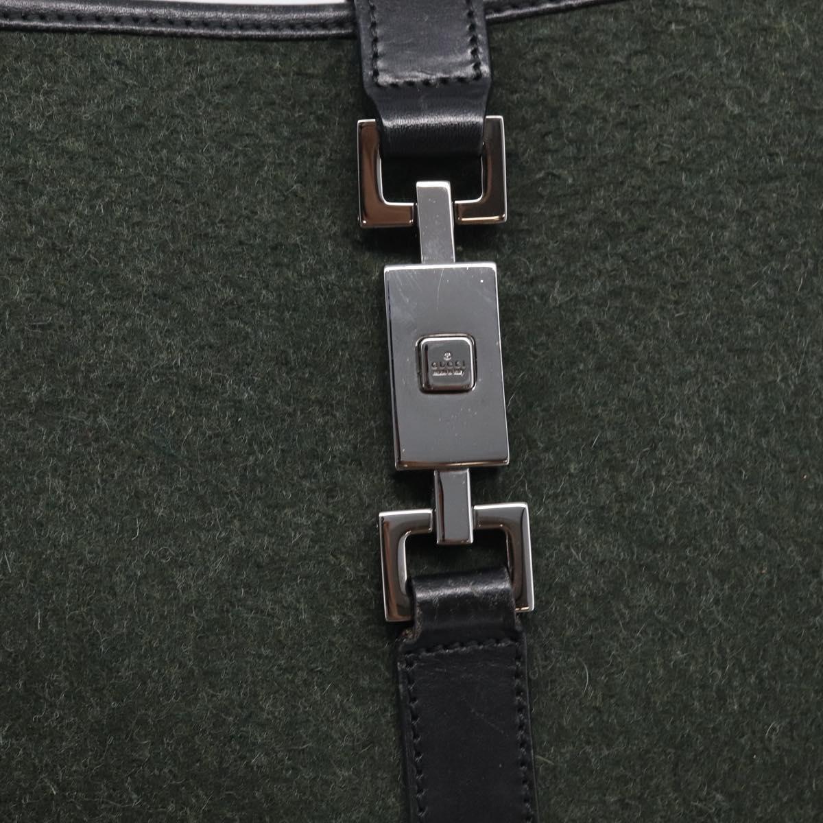 GUCCI Jackie Shoulder Bag Wool Khaki Silver 001 3306 Auth 211370V