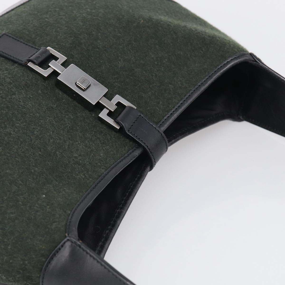 GUCCI Jackie Shoulder Bag Wool Khaki Silver 001 3306 Auth 211370V