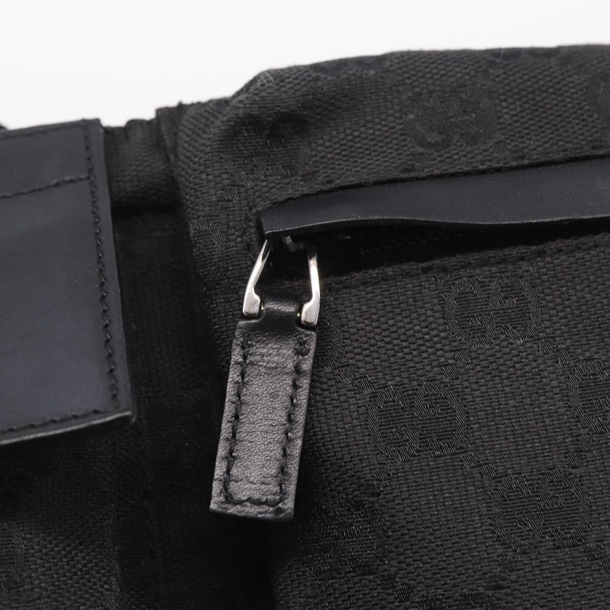 GUCCI GG Canvas Waist Bag Black Silver 28566 Auth 211373V