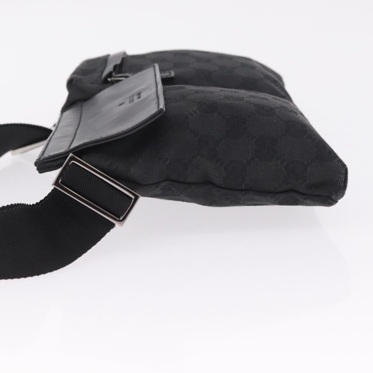 GUCCI GG Canvas Waist Bag Black Silver 28566 Auth 211373V