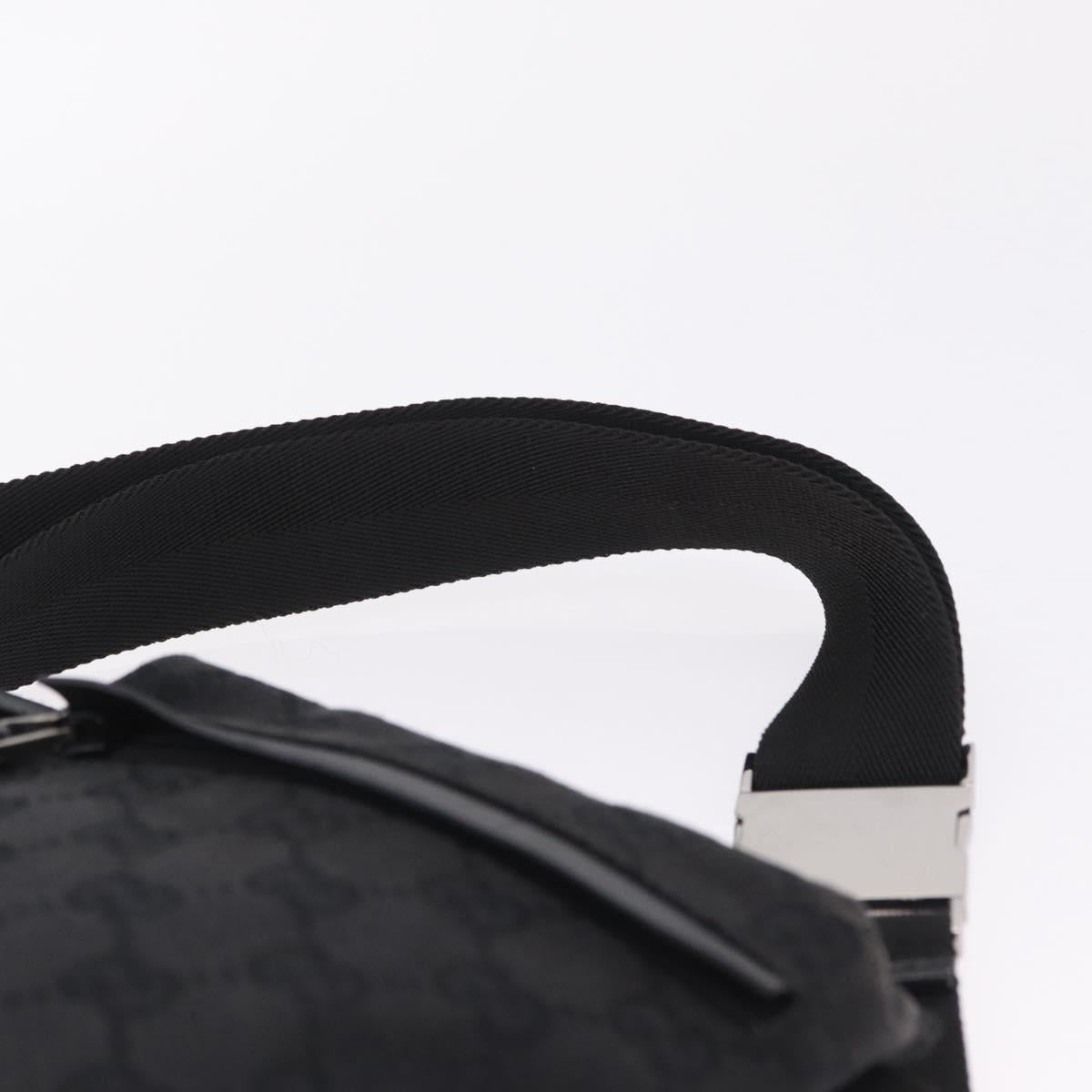 GUCCI GG Canvas Waist Bag Black Silver 28566 Auth 211373V