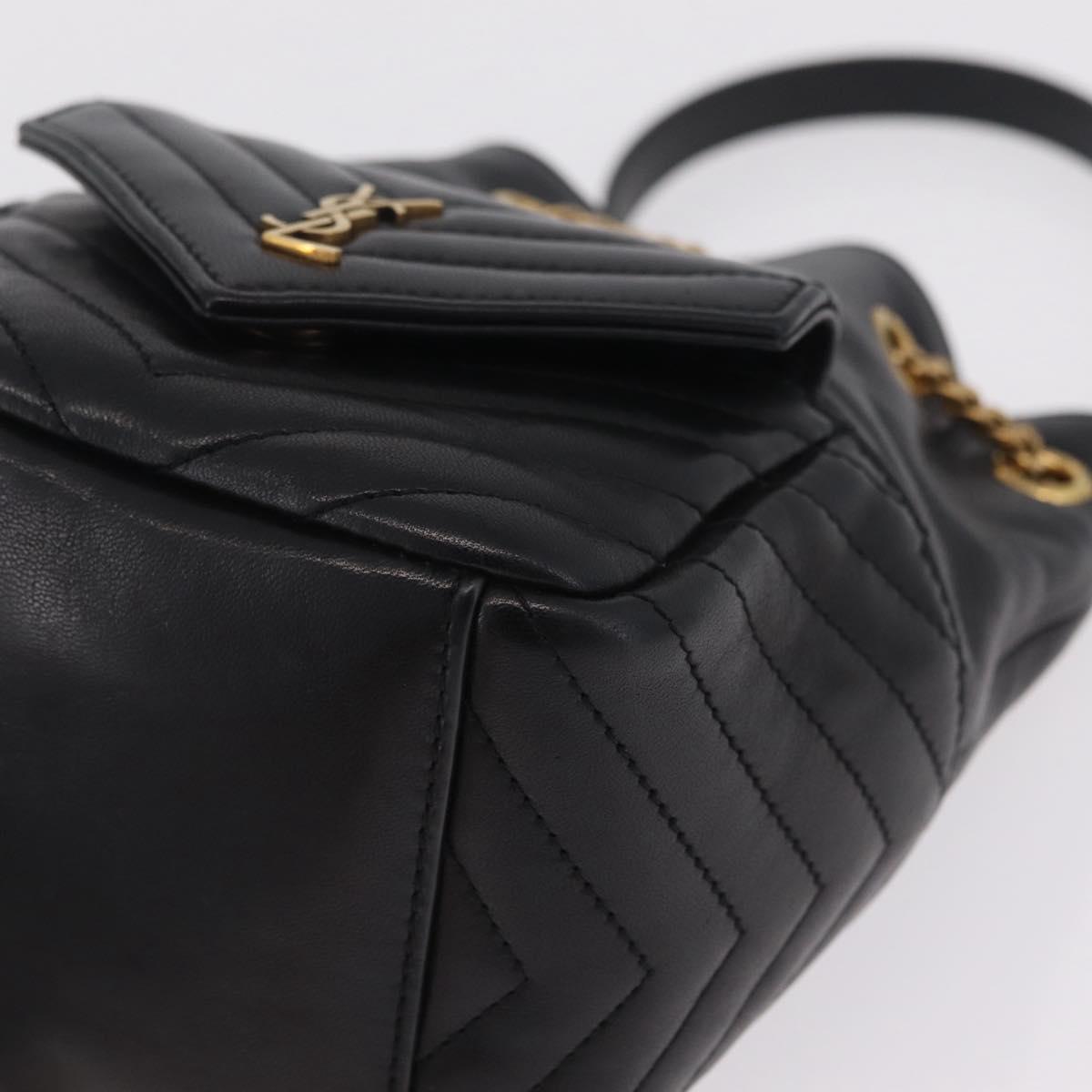 Saint Laurent Joe Mini Bucket Bag Chain Lamb Skin Black 701631 Auth 211381M