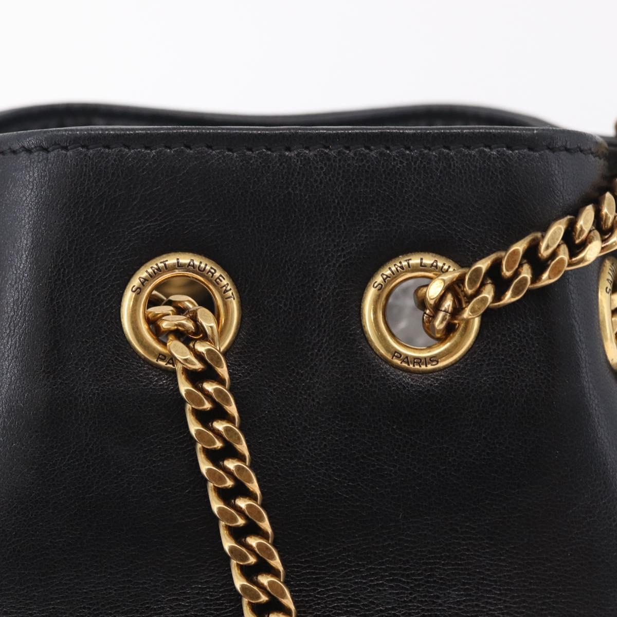 Saint Laurent Joe Mini Bucket Bag Chain Lamb Skin Black 701631 Auth 211381M
