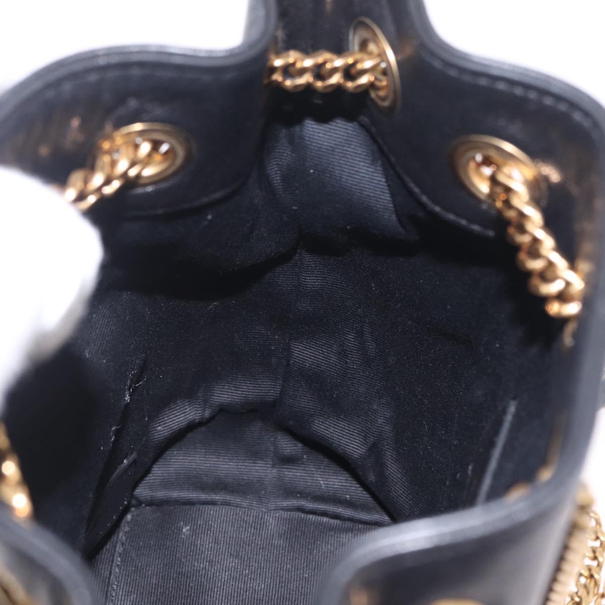 Saint Laurent Joe Mini Bucket Bag Chain Lamb Skin Black 701631 Auth 211381M