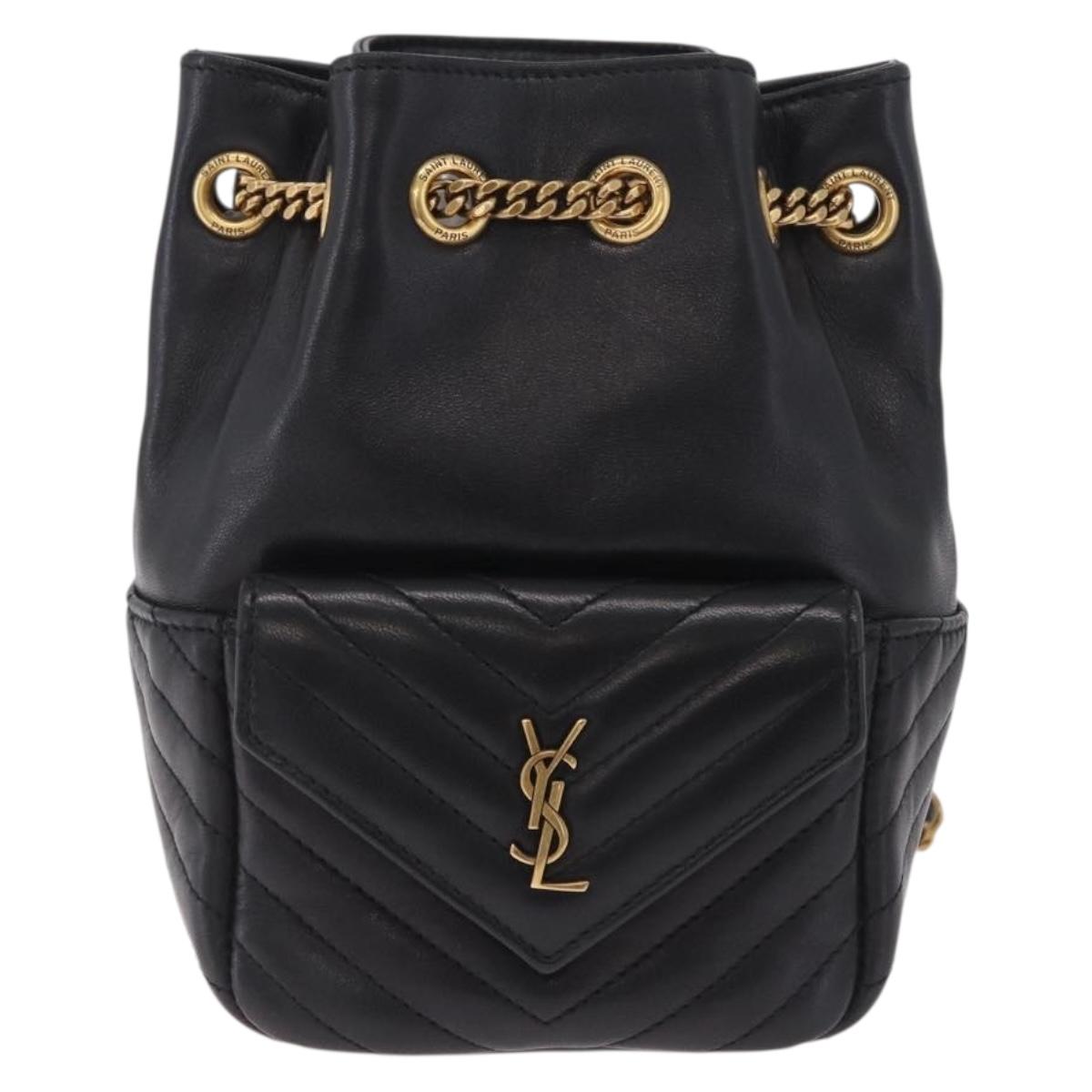 Saint Laurent Joe Mini Bucket Bag Chain Lamb Skin Black 701631 Auth 211381M