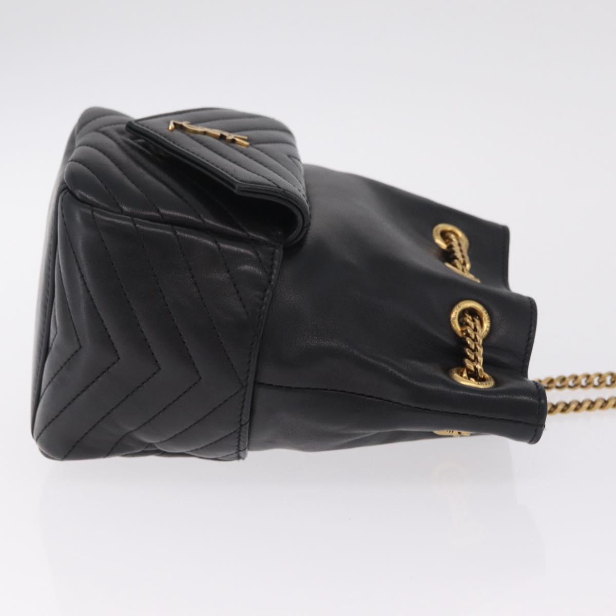 Saint Laurent Joe Mini Bucket Bag Chain Lamb Skin Black 701631 Auth 211381M