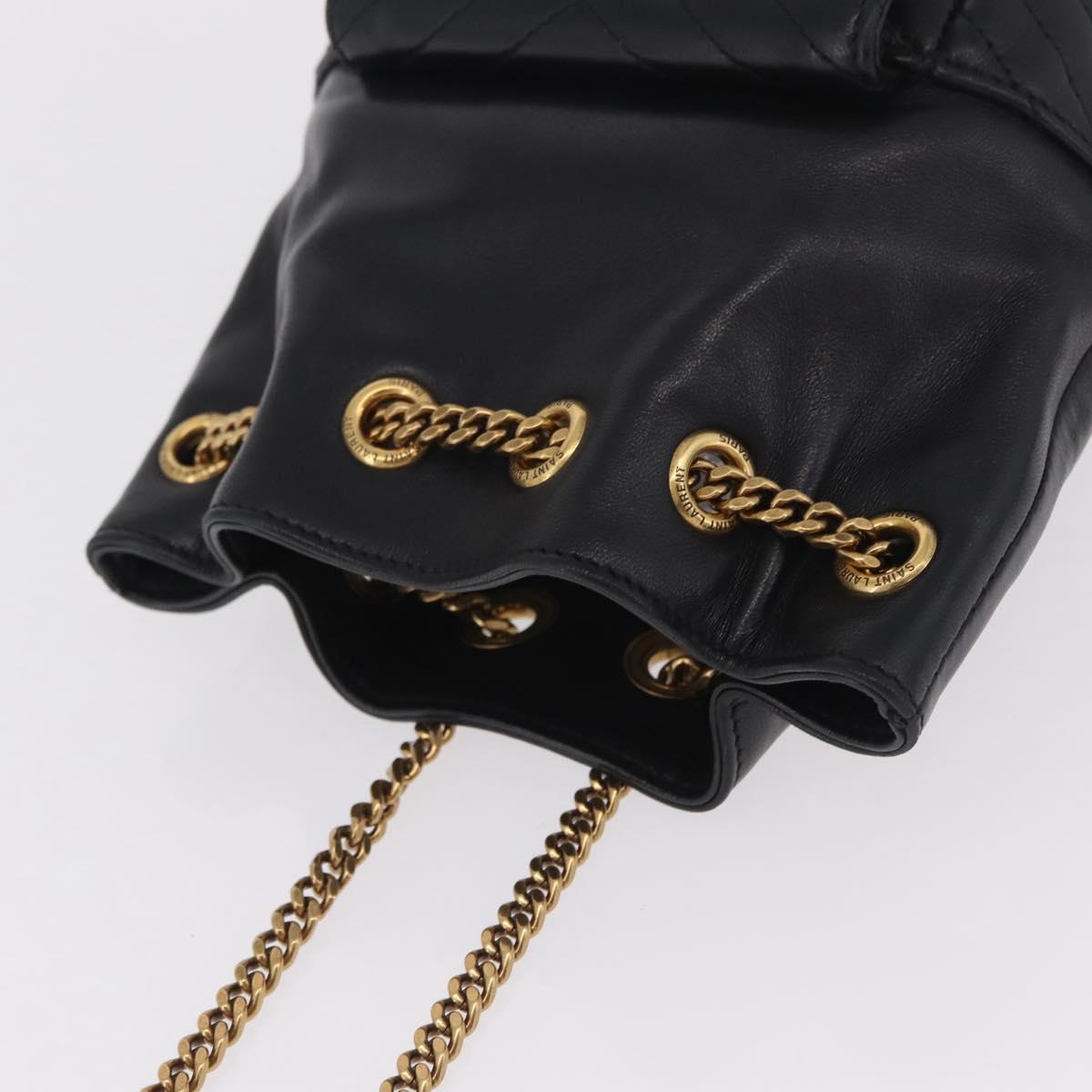 Saint Laurent Joe Mini Bucket Bag Chain Lamb Skin Black 701631 Auth 211381M