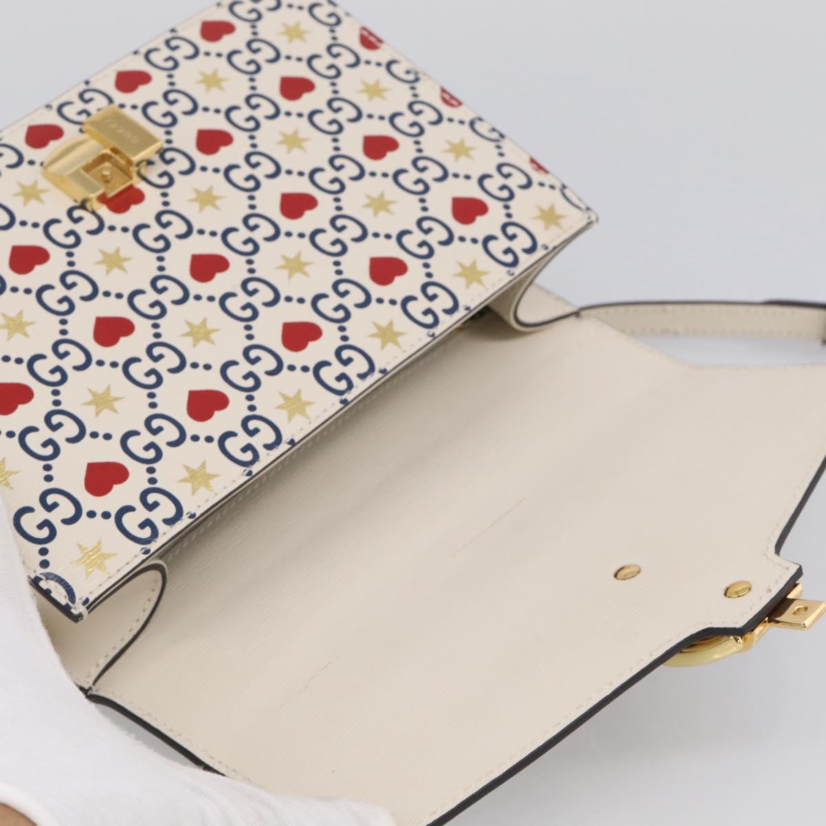 GUCCI Sylvi Small Shoulder Bag Leather 2way Ivory Gold 524405 Auth 211386M