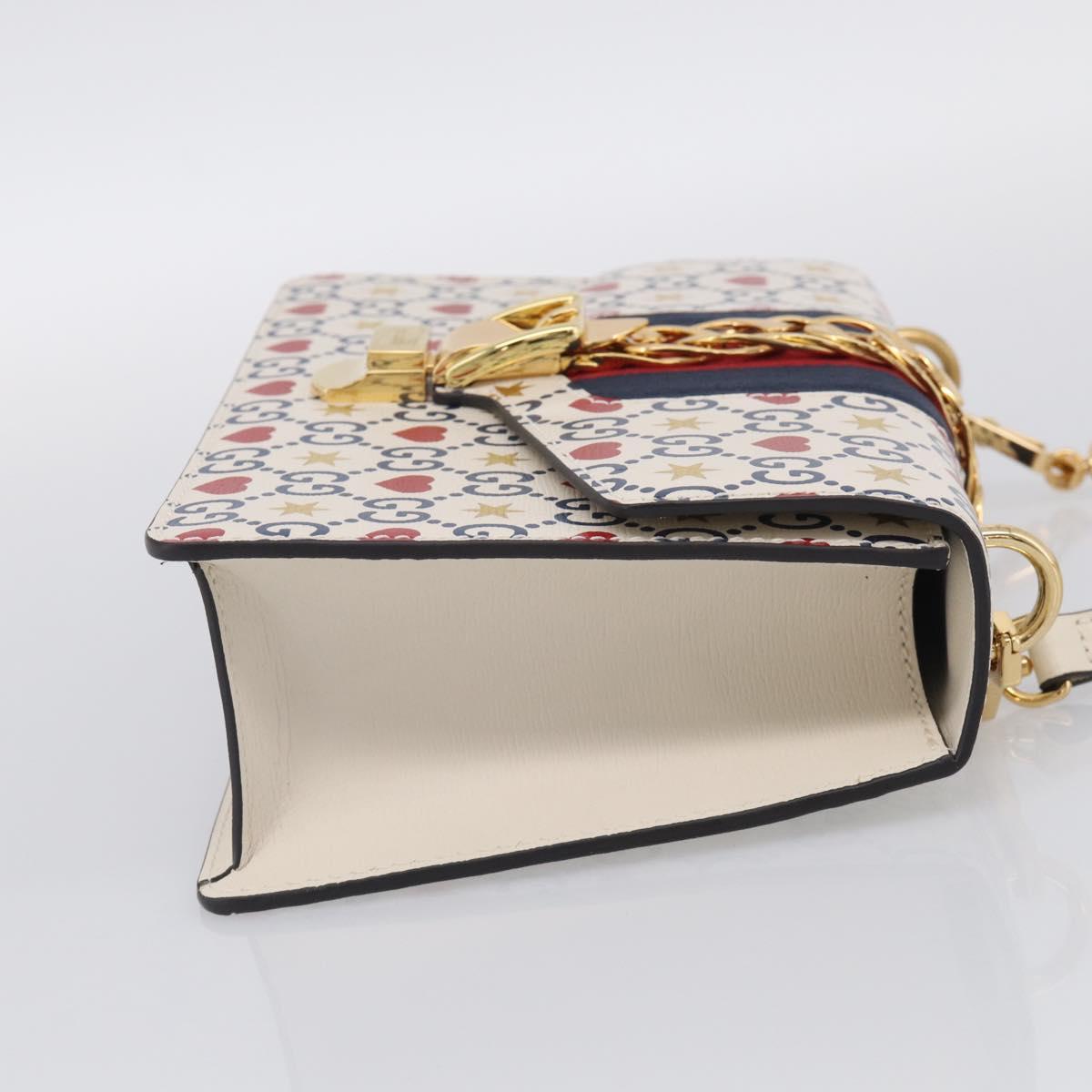 GUCCI Sylvi Small Shoulder Bag Leather 2way Ivory Gold 524405 Auth 211386M