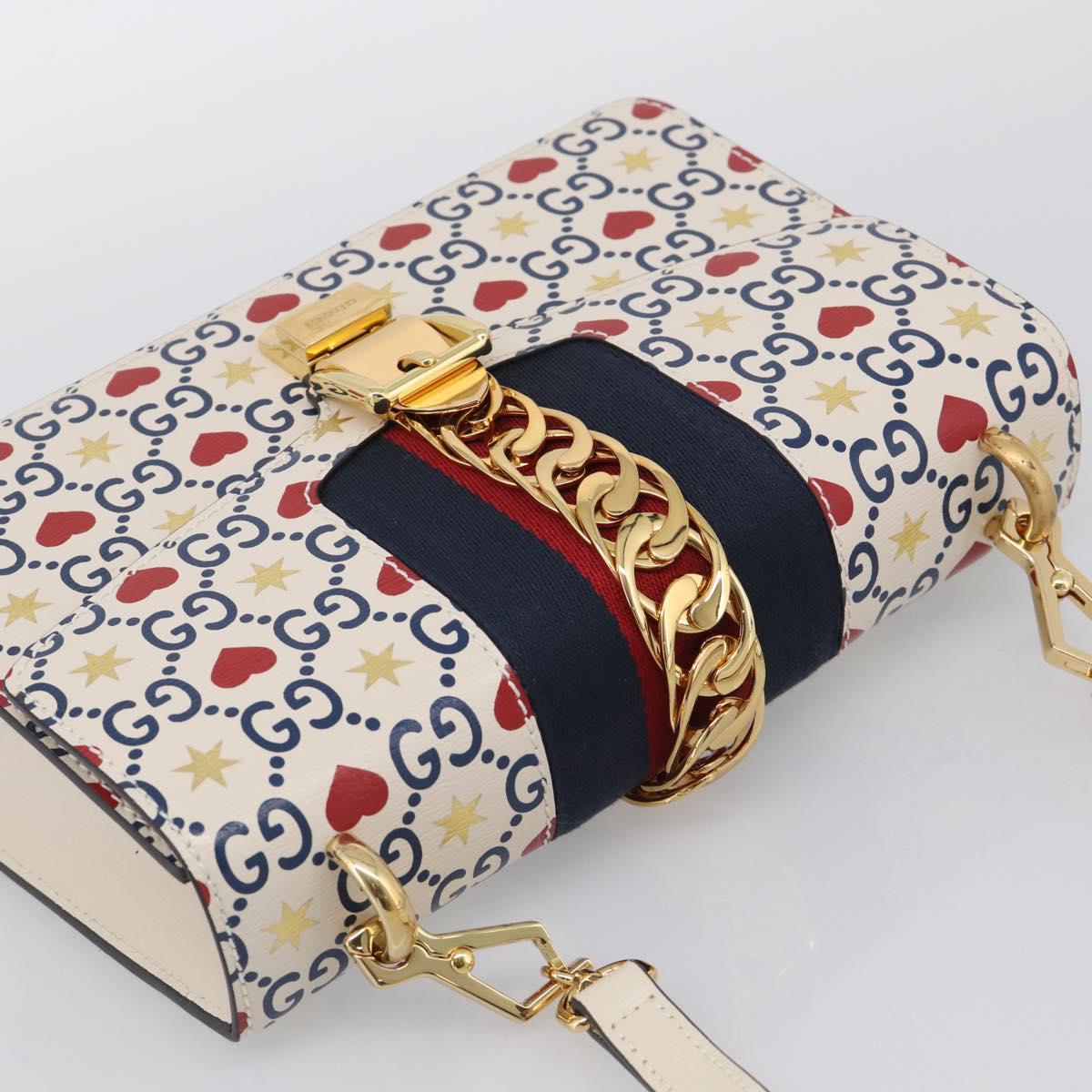 GUCCI Sylvi Small Shoulder Bag Leather 2way Ivory Gold 524405 Auth 211386M