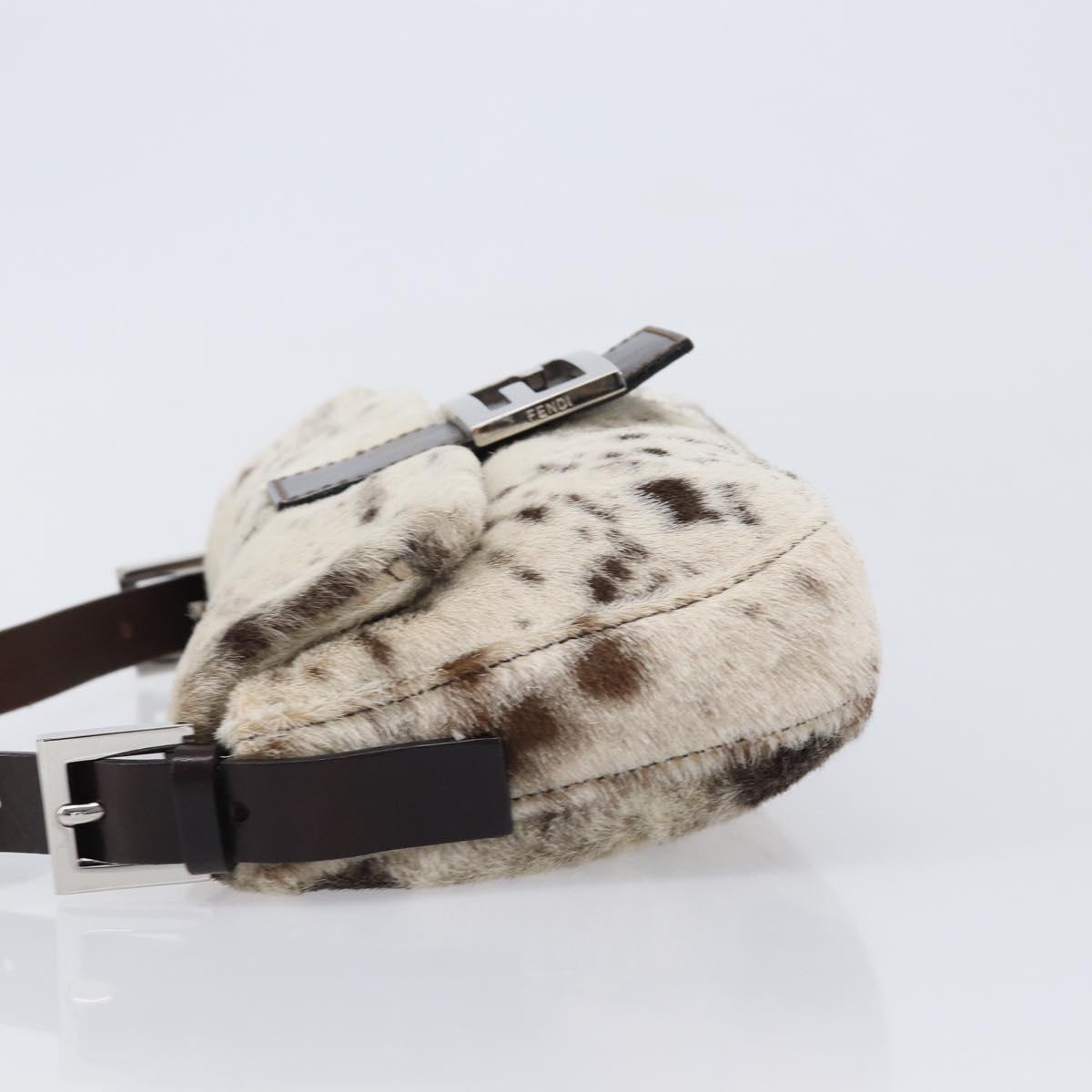 FENDI Mamma Baguette Shoulder Bag Harako leather Ivory Silver Auth 211390SAM