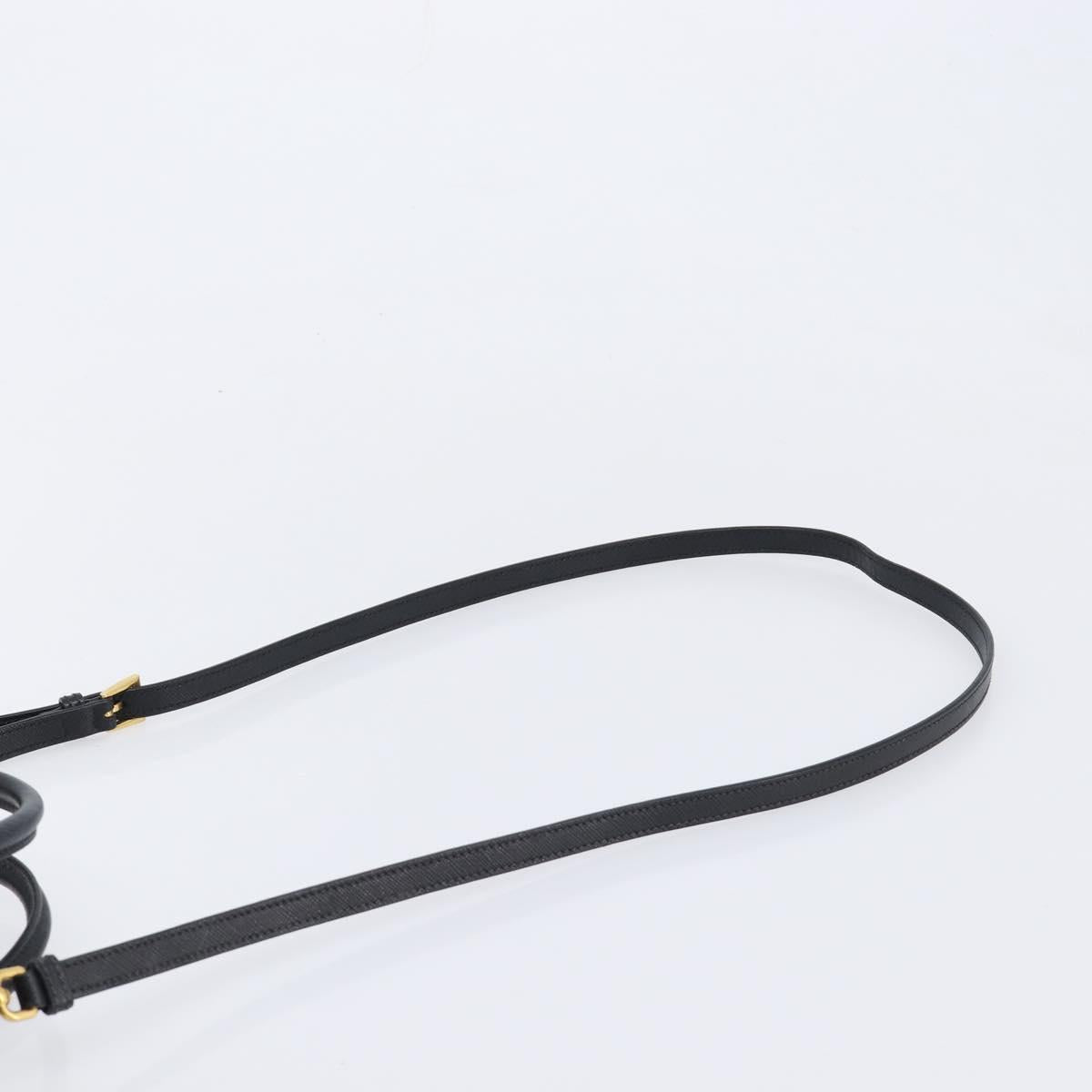 PRADA Hand Bag Safiano Leather 2way Black Gold Auth 211393V