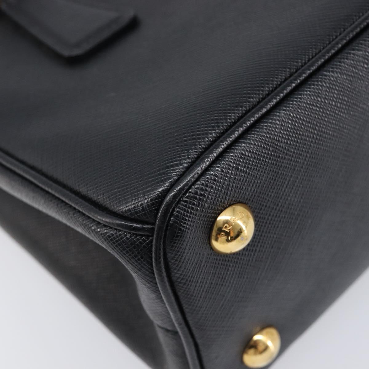 PRADA Hand Bag Safiano Leather 2way Black Gold Auth 211393V