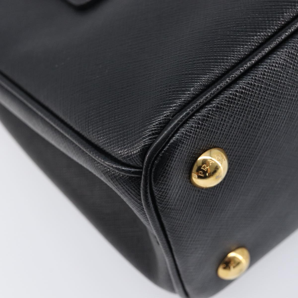 PRADA Hand Bag Safiano Leather 2way Black Gold Auth 211393V