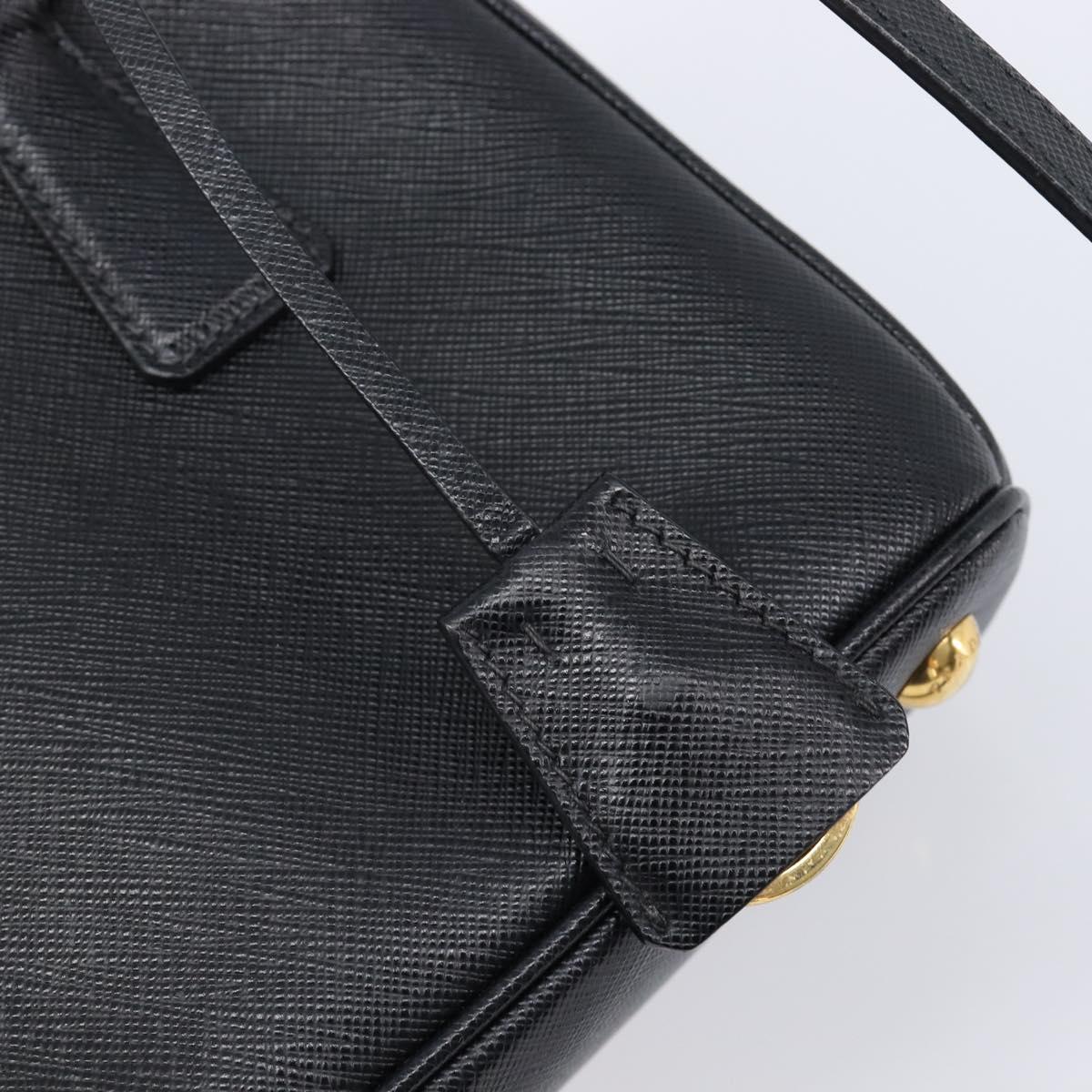 PRADA Hand Bag Safiano Leather 2way Black Gold Auth 211393V
