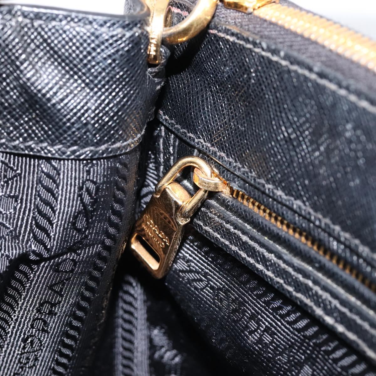 PRADA Hand Bag Safiano Leather 2way Black Gold Auth 211393V