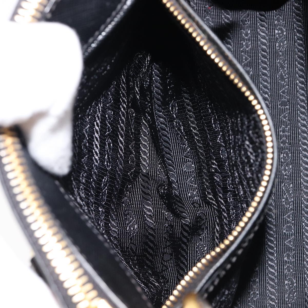 PRADA Hand Bag Safiano Leather 2way Black Gold Auth 211393V