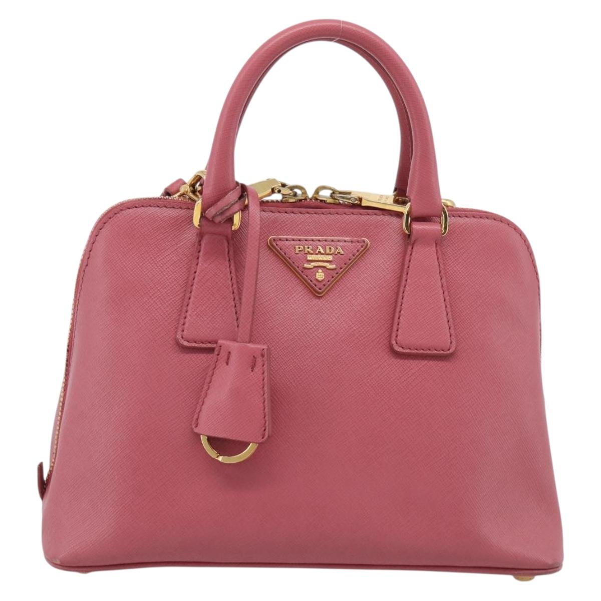 PRADA Hand Bag Saffiano leather 2way Pink Gold Auth 211405V