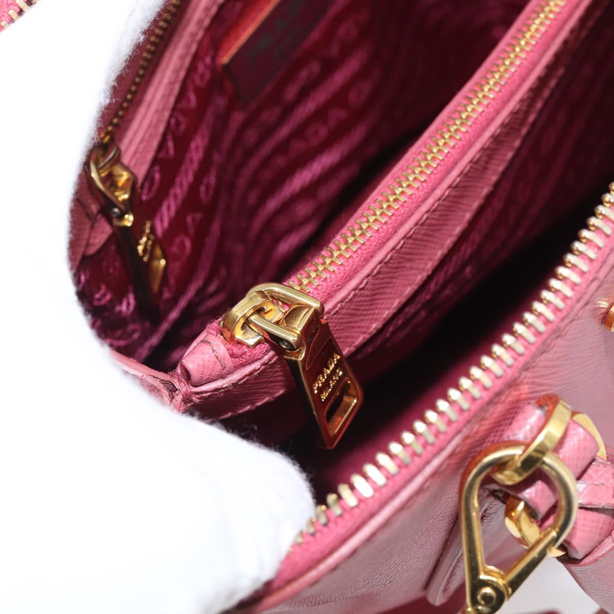 PRADA Hand Bag Saffiano leather 2way Pink Gold Auth 211405V