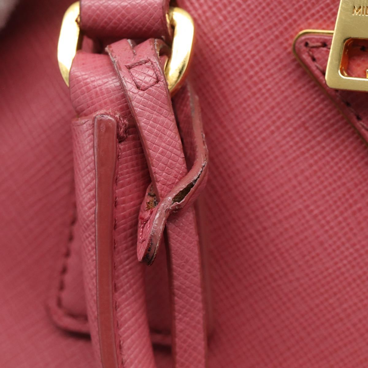 PRADA Hand Bag Saffiano leather 2way Pink Gold Auth 211405V