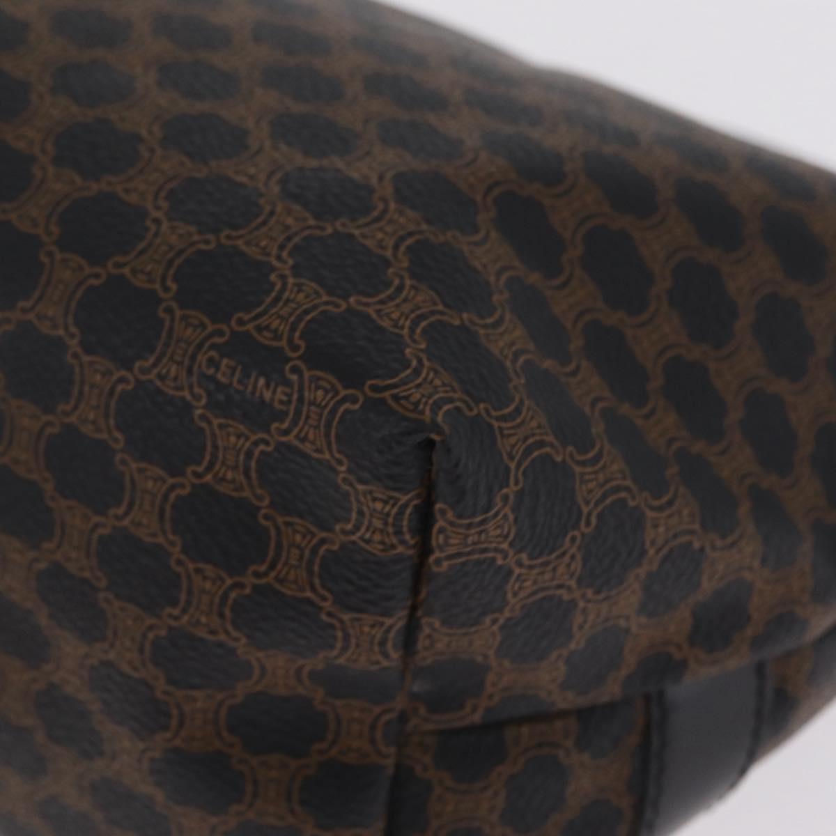 CELINE Macadam Canvas Hand Bag PVC Black Gold Auth 211415V
