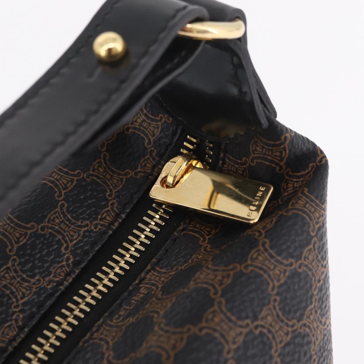 CELINE Macadam Canvas Hand Bag PVC Black Gold Auth 211415V