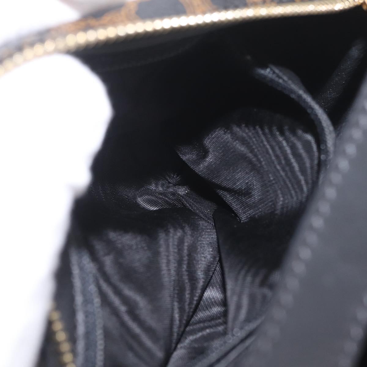CELINE Macadam Canvas Hand Bag PVC Black Gold Auth 211415V