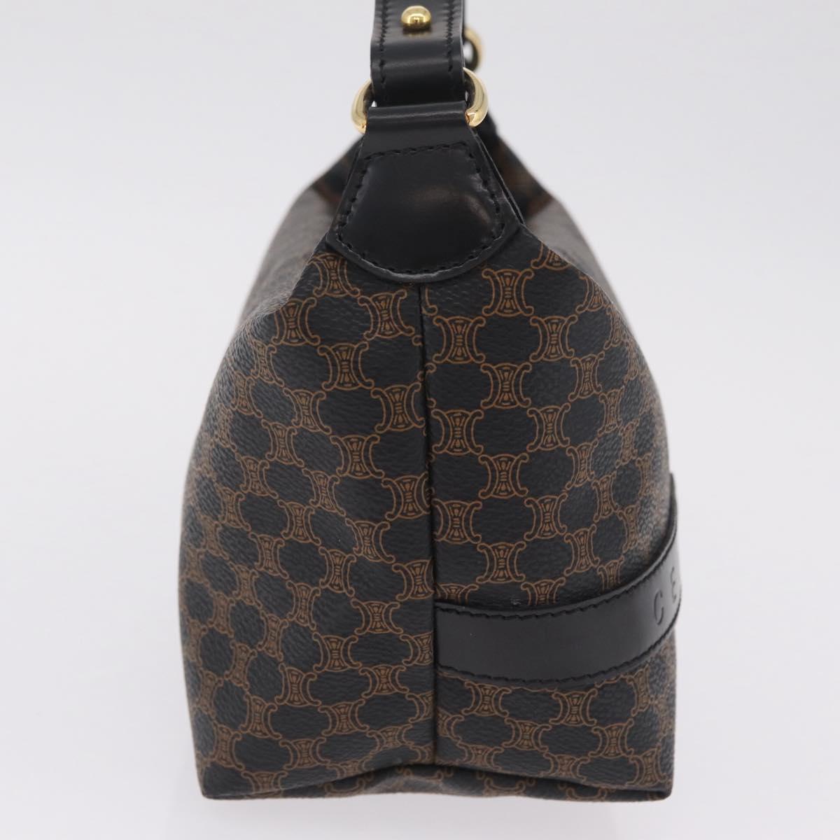 CELINE Macadam Canvas Hand Bag PVC Black Gold Auth 211415V