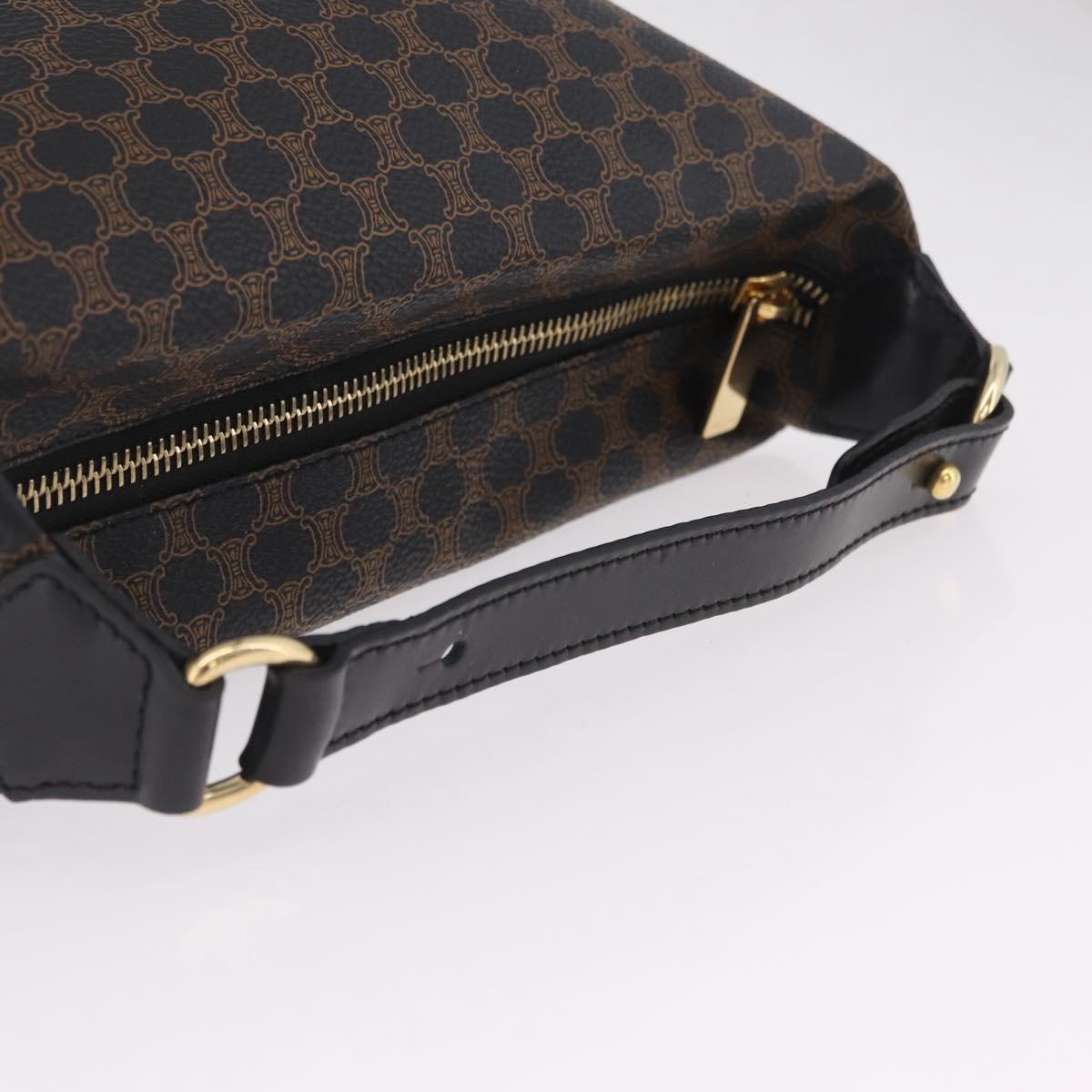 CELINE Macadam Canvas Hand Bag PVC Black Gold Auth 211415V