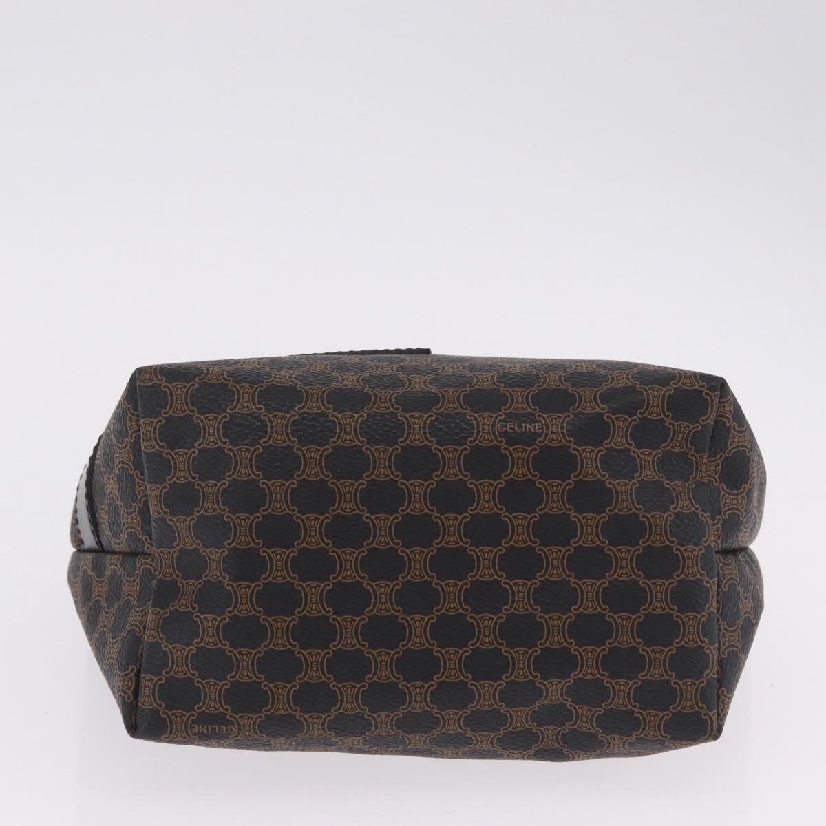 CELINE Macadam Canvas Hand Bag PVC Black Gold Auth 211415V