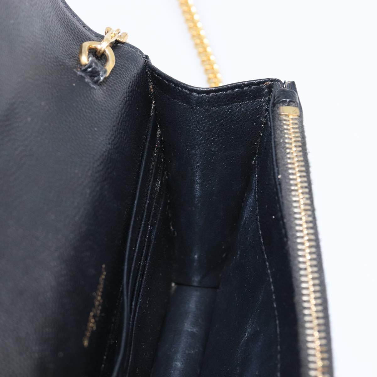 Saint Laurent Chain Shoulder Bag Leather Black Gold 393953 Auth 211431M