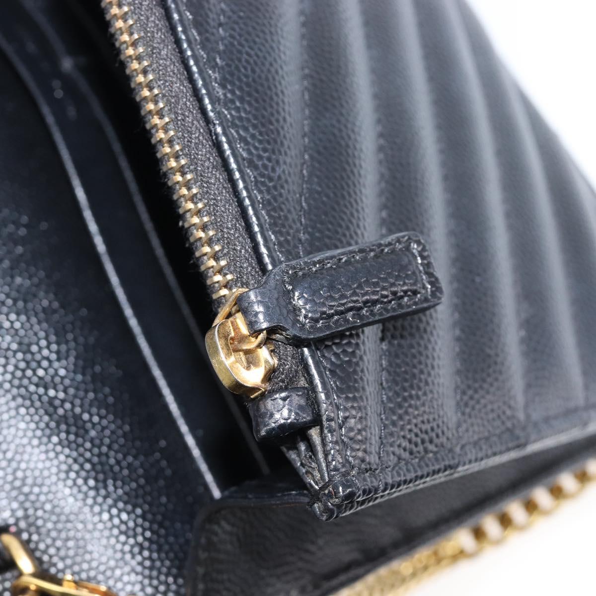 Saint Laurent Chain Shoulder Bag Leather Black Gold 393953 Auth 211431M