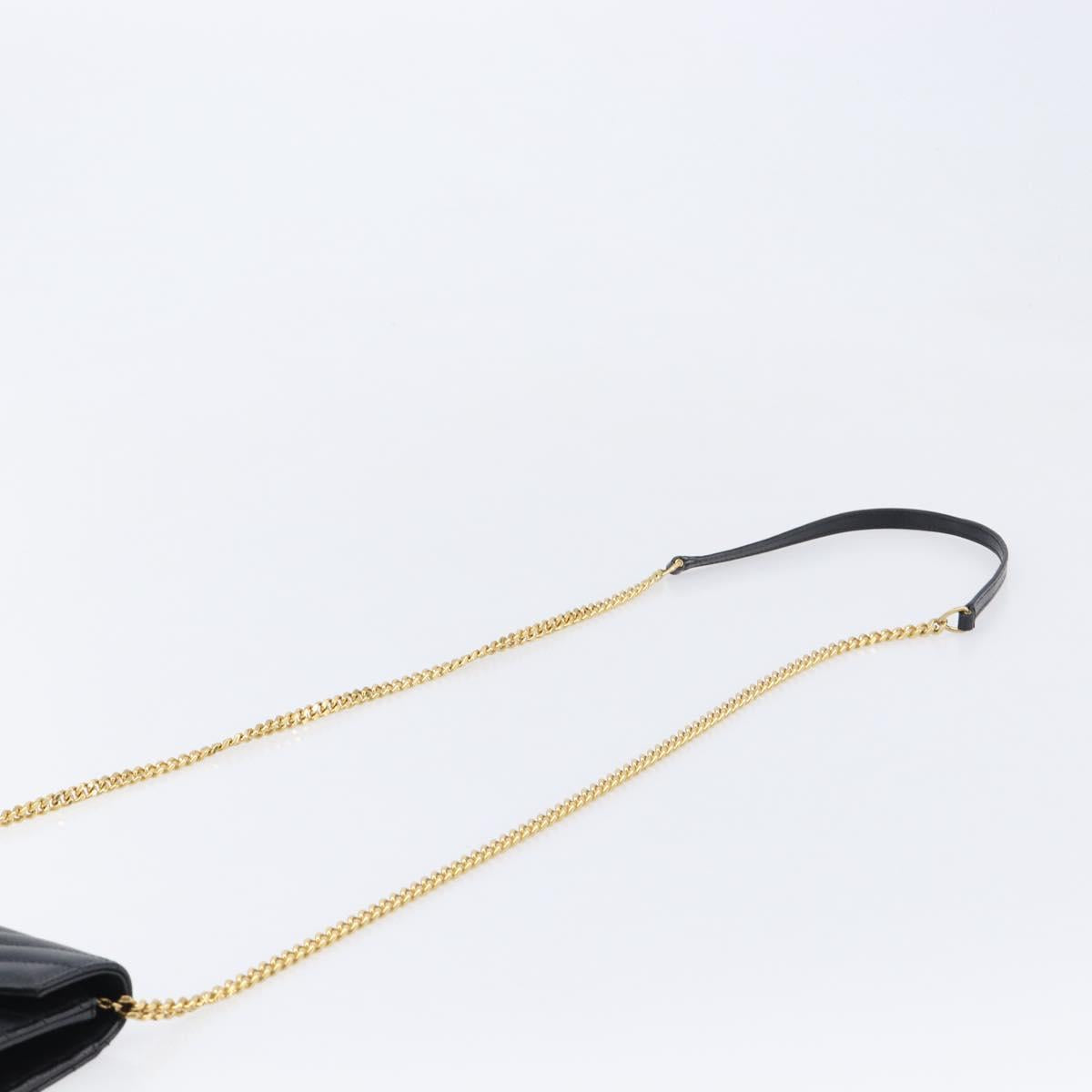 Saint Laurent Chain Shoulder Bag Leather Black Gold 393953 Auth 211431M