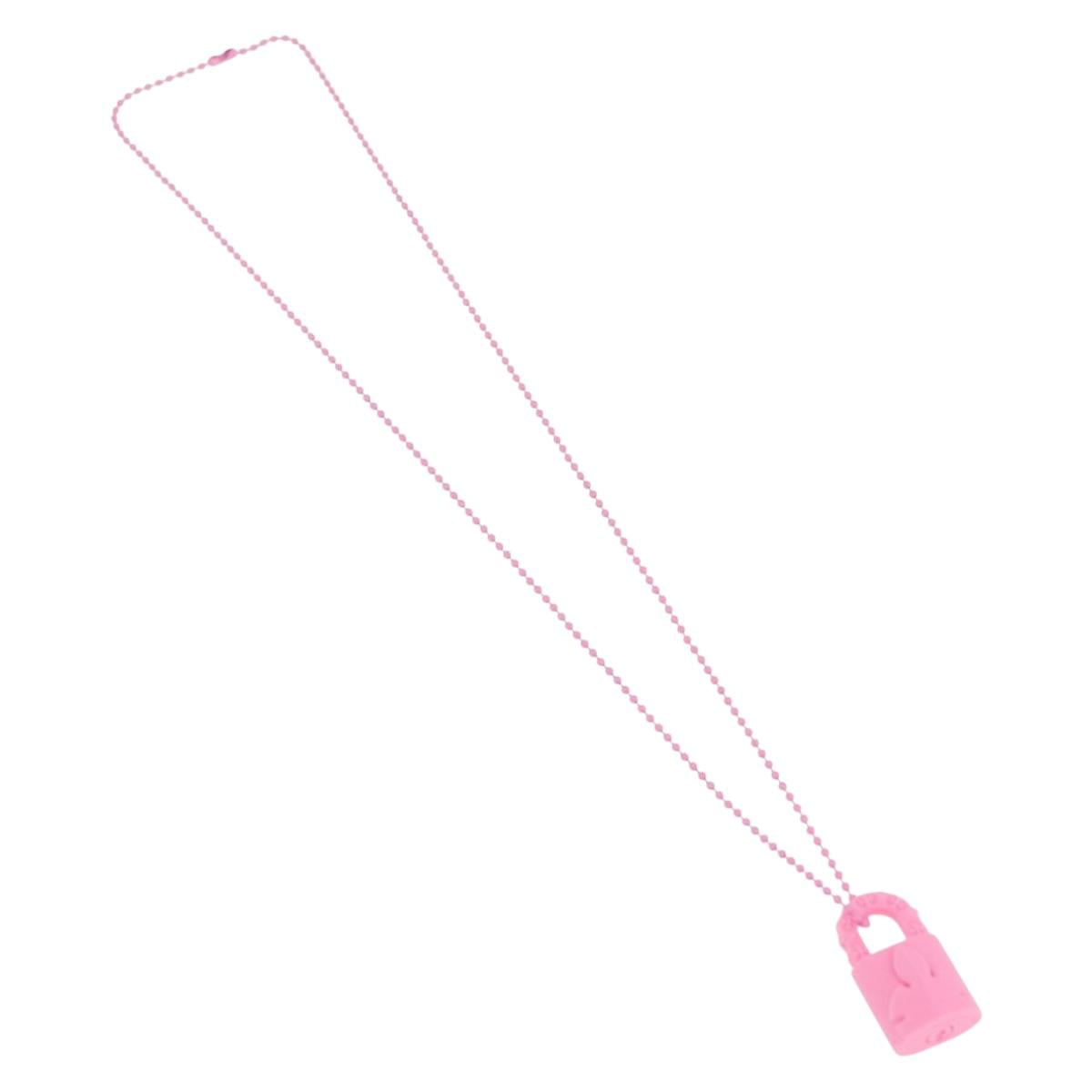 Chrome Hearts Flerknee Padlock Necklace rubber Pink Auth 211432M