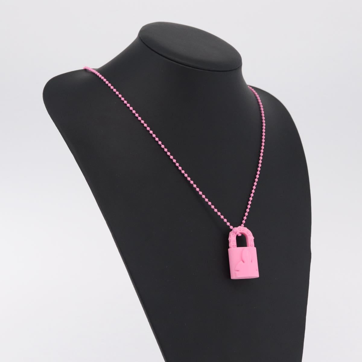 Chrome Hearts Flerknee Padlock Necklace rubber Pink Auth 211432M