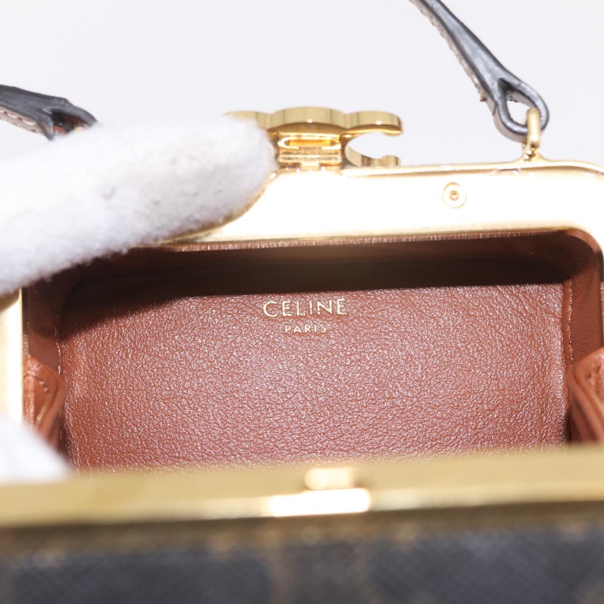CELINE Macadam Canvas Triomphe Minodiere Hand Bag PVC Black Gold Auth 211460M