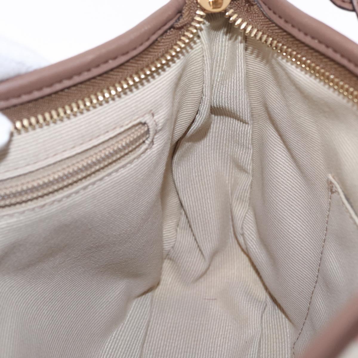Salvatore Ferragamo Gancini Shoulder Bag Nylon Beige Gold Tone Auth 211464V