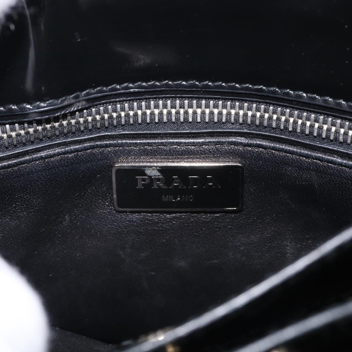 PRADA Hand Bag Canvas Denim 2way Beige Silver Auth 211465A