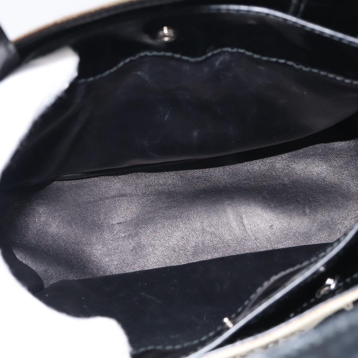 PRADA Hand Bag Canvas Denim 2way Beige Silver Auth 211465A