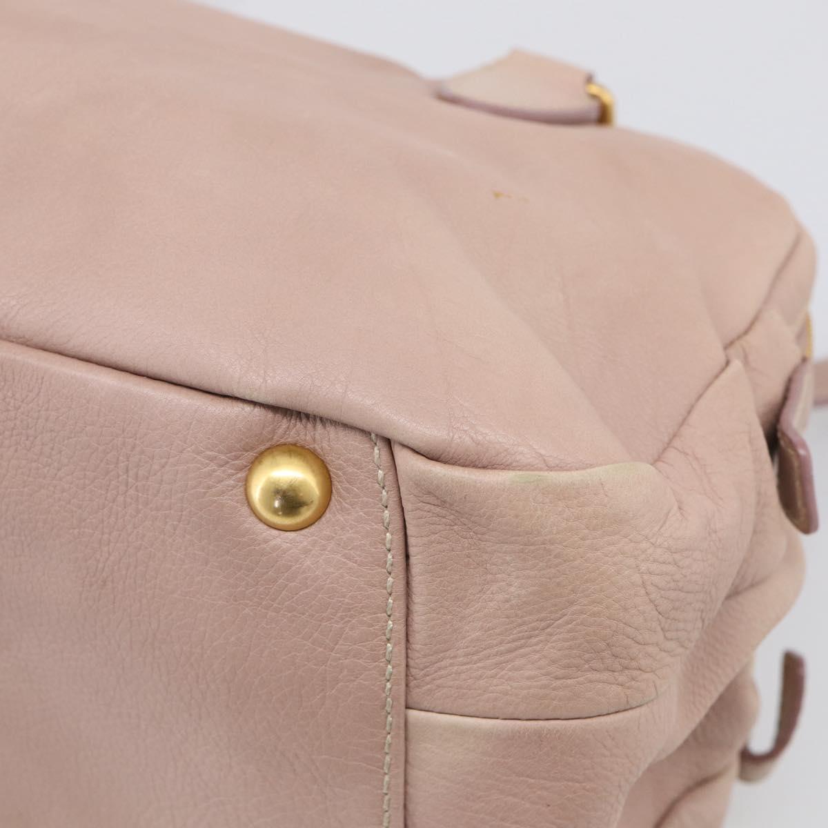 Miu Miu Hand Bag Leather 2way Pink Gold Auth 211467V