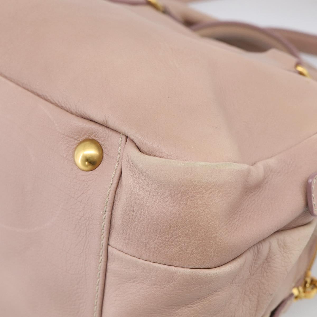 Miu Miu Hand Bag Leather 2way Pink Gold Auth 211467V