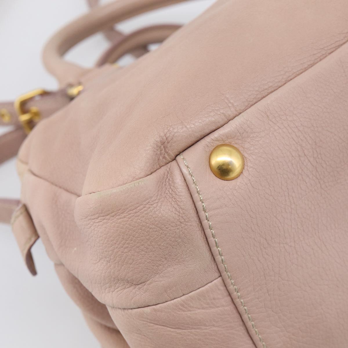 Miu Miu Hand Bag Leather 2way Pink Gold Auth 211467V