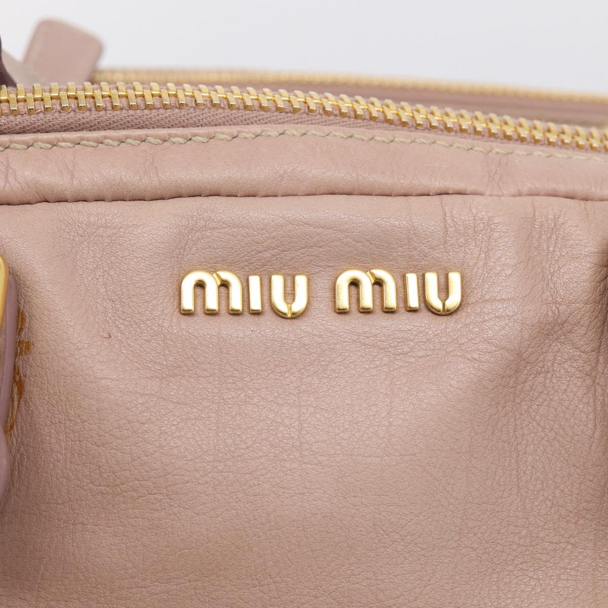 Miu Miu Hand Bag Leather 2way Pink Gold Auth 211467V