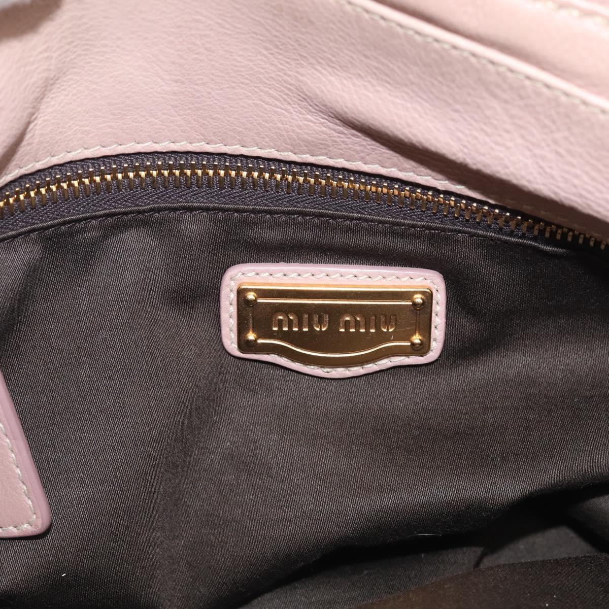 Miu Miu Hand Bag Leather 2way Pink Gold Auth 211467V