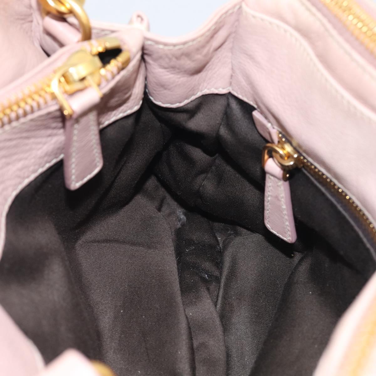 Miu Miu Hand Bag Leather 2way Pink Gold Auth 211467V