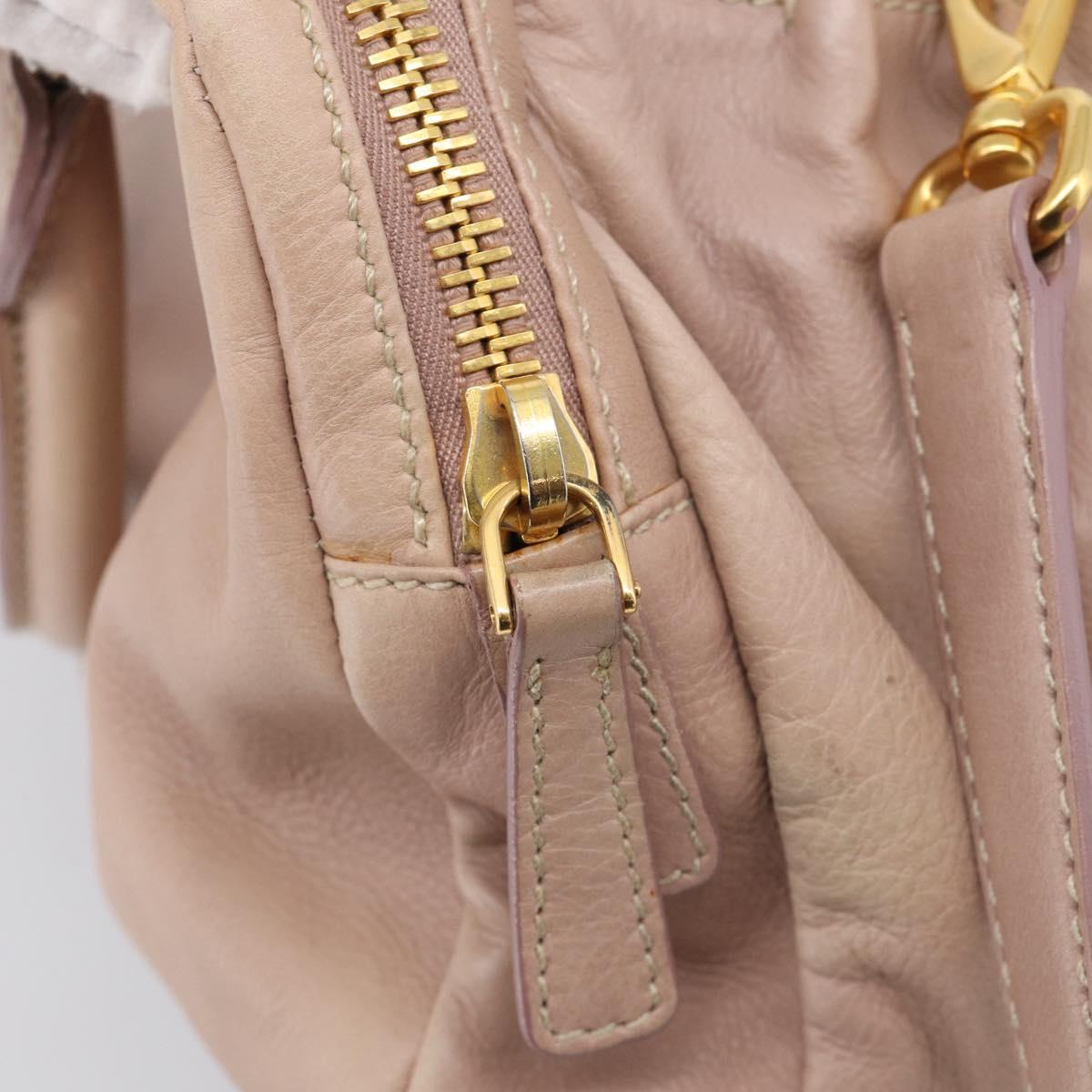 Miu Miu Hand Bag Leather 2way Pink Gold Auth 211467V