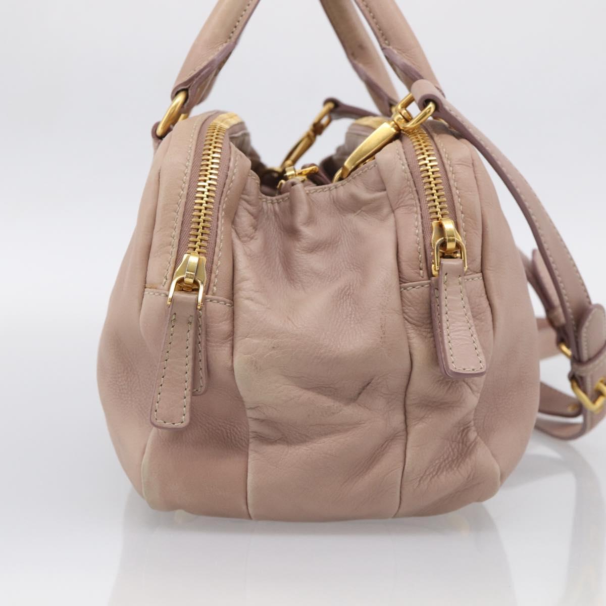 Miu Miu Hand Bag Leather 2way Pink Gold Auth 211467V